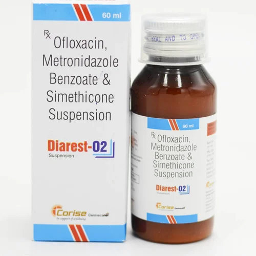 Diarest-02 Ofloxacin Metronidazole Benzoate & Simethicone Suspension