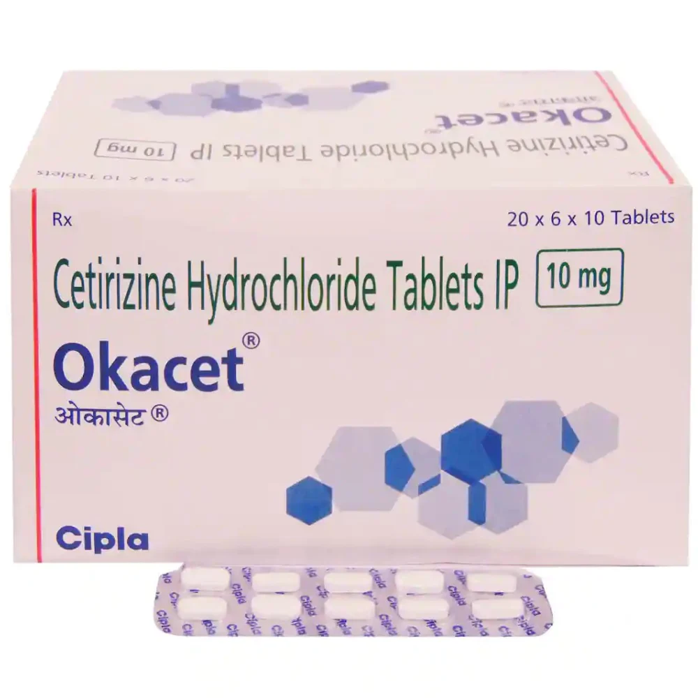 10 mg Okacet Cetirizine Hydrochloride IP Tablets