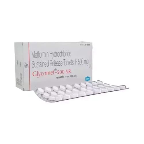 500 mg Glycomet-500 S.R. Metformin Hydrochloride Sustained Release IP Tablets