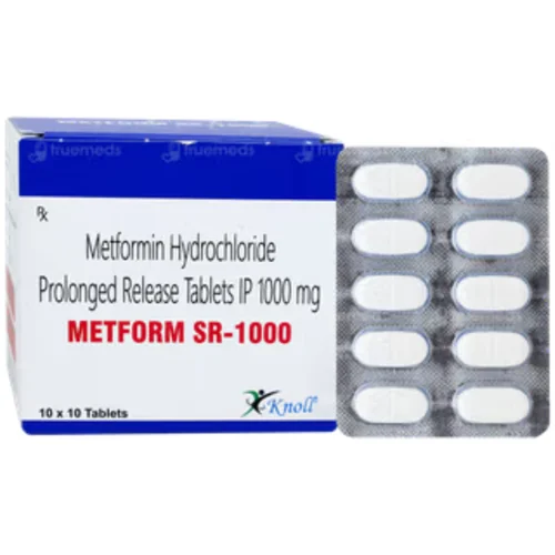 1000 mg METFORM SR-1000 Metformin Hydrochloride Prolonged Release IP Tablets