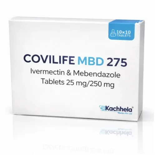 25 mg/250 mg COVILIFE MBD 275 Ivermectin & Mebendazole Tablets