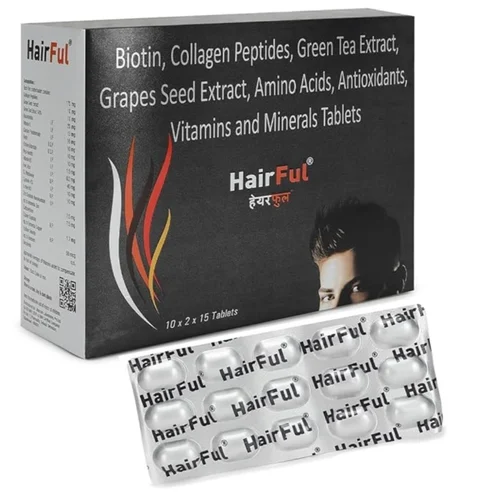 HairFul Biotin, Collagen Peptides, Green Tea Extract, Grapes Seed Extract, Amino Acids Tablets