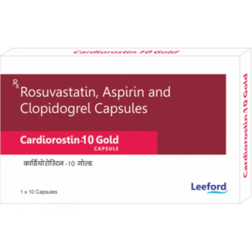 10 mg Cardiorostin-10 Gold Rosuvastatin, Aspirin and Clopidogrel Capsules