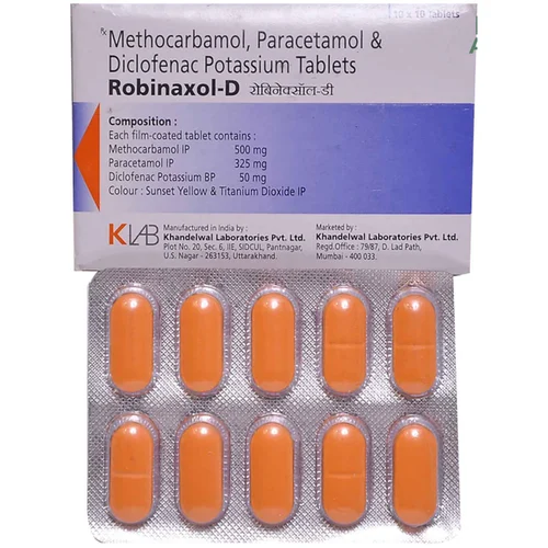 Robinaxol-D Methocarbamol, Paracetamol & Diclofenac Potassium Tablets - Available in India